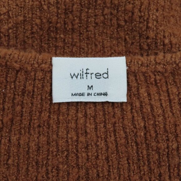 Wilfred Womens Medium Kristy Square Neck Brown Ribbed Sweater Long Sleeve - Picture 9 of 13